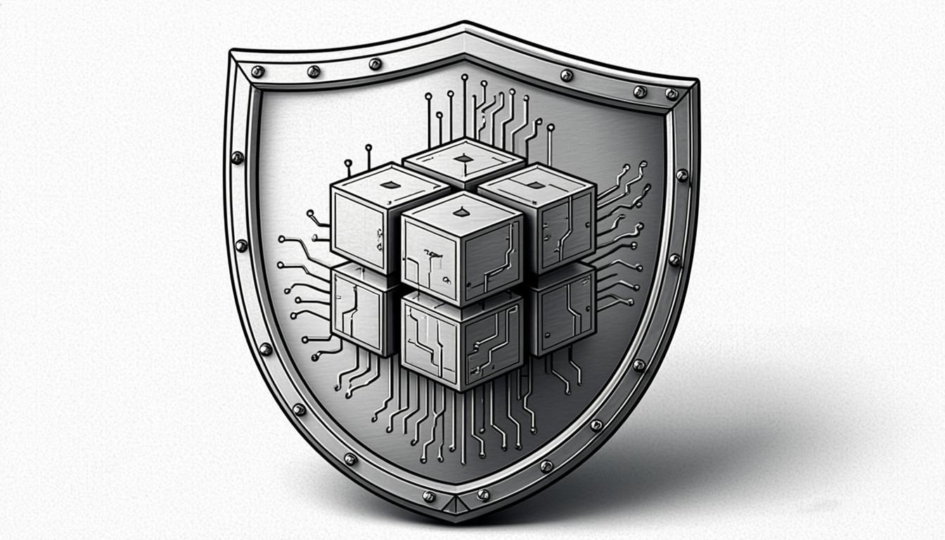 Cybersecurity shield protecting business data